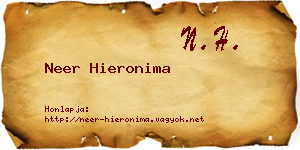 Neer Hieronima névjegykártya